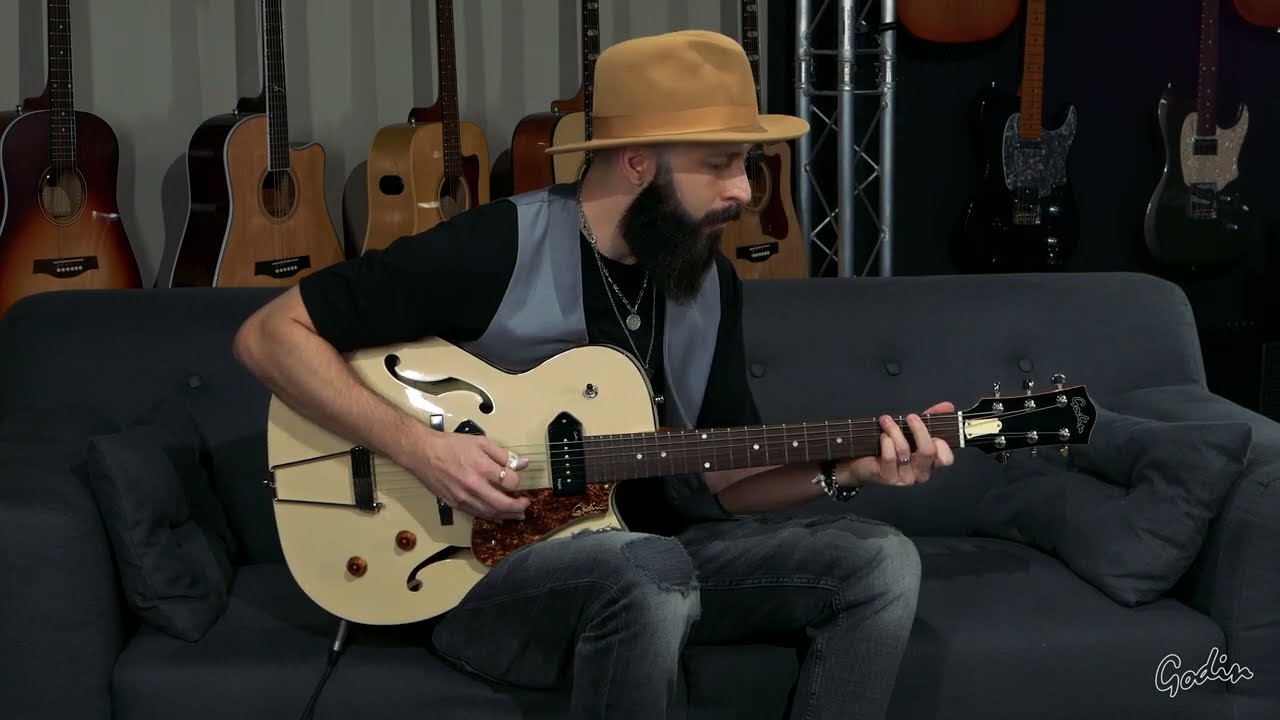 Vince Vertefeuille demos the Godin 5th Ave TL Kingpin P90 Trans Cream