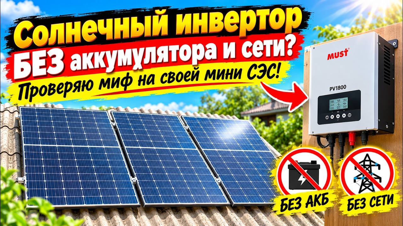 Солнечный инвертор БЕЗ аккумулятора и сети? Проверяю миф на своей мини СЭС!