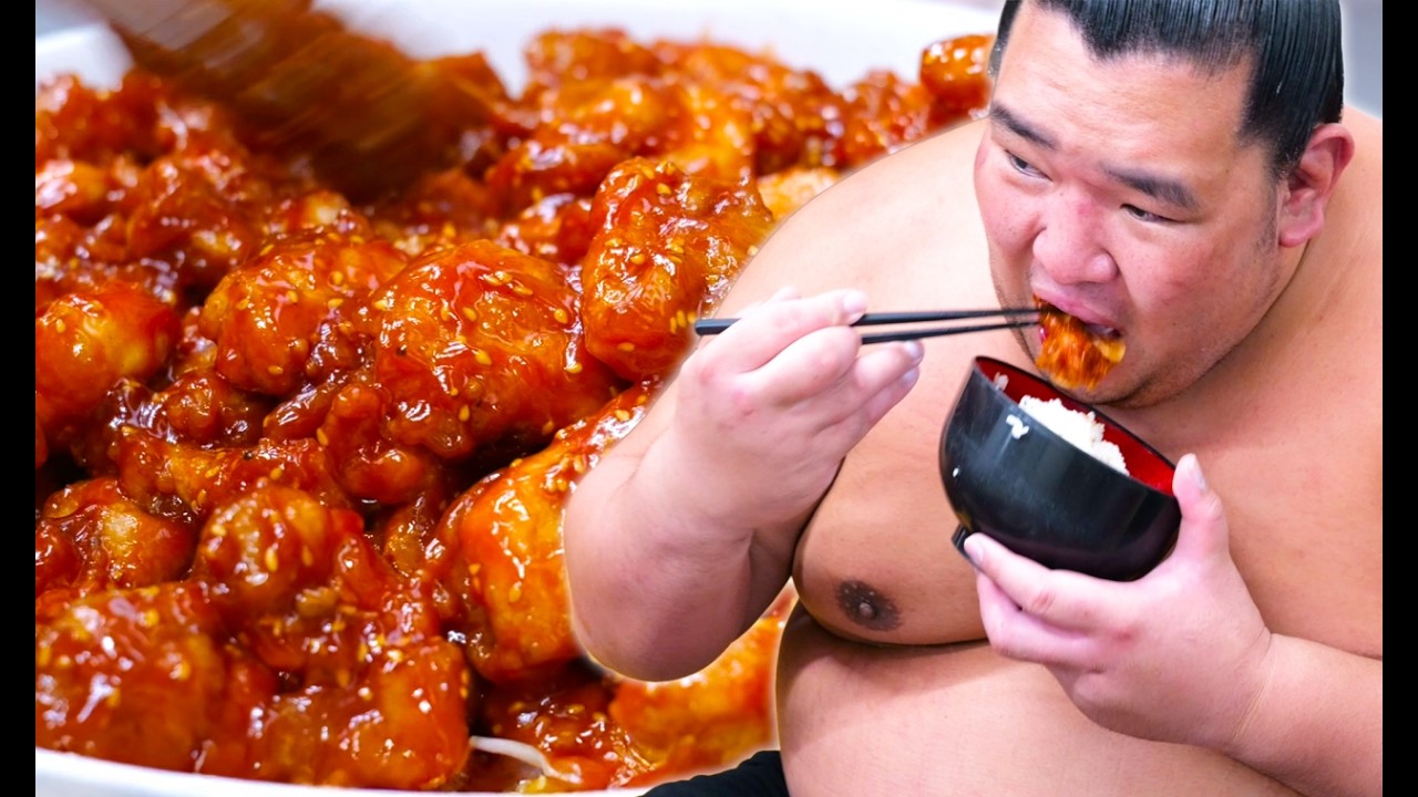 Spicy Yangnyeom Chicken with a Mountain of Rice🍚 After Intense Sumo Practice