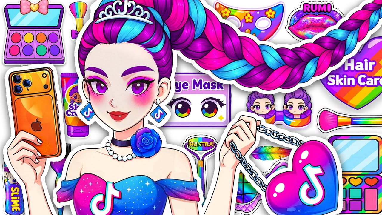 Paper DIY💖 Unboxing KPOP DEMON HUNTERS RUMI TikTok Dress Up Skincare + Makeup + Nails Blind Bag ASMR