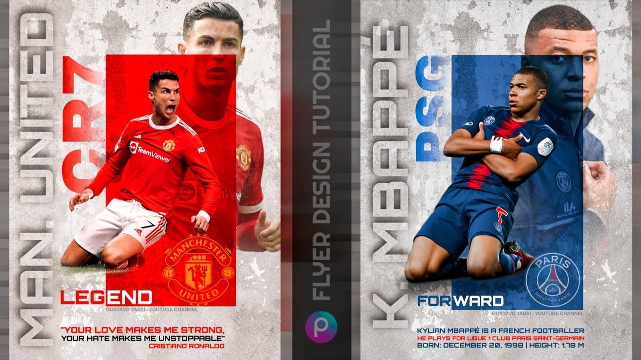 PicsArt Tutorial | Como fazer um Flyer de Futebol no celular | Jogador CR7, Neymar, Messi, Mbappé