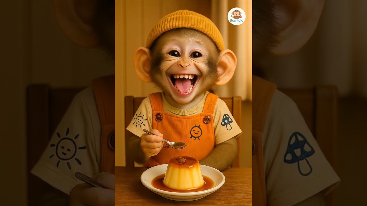 Monkey Eats Cr&egrave;me Caramel (Flan) 🐒🍮😂 | Singe dr&ocirc;le mange flan