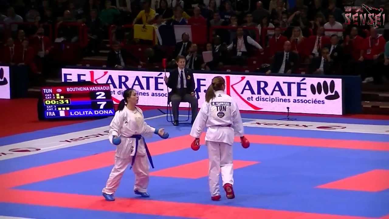 Hasnaoui vs Dona - Final female kumite -61 kg - 21st WKF World Karate Championships Paris Bercy 2012