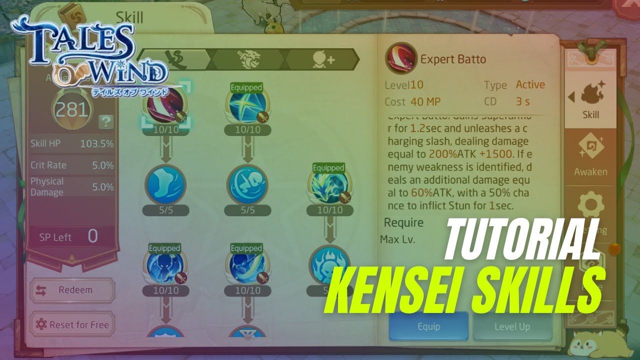 Guia para as habilidades do Kensei | [TOW] Tales of Wind