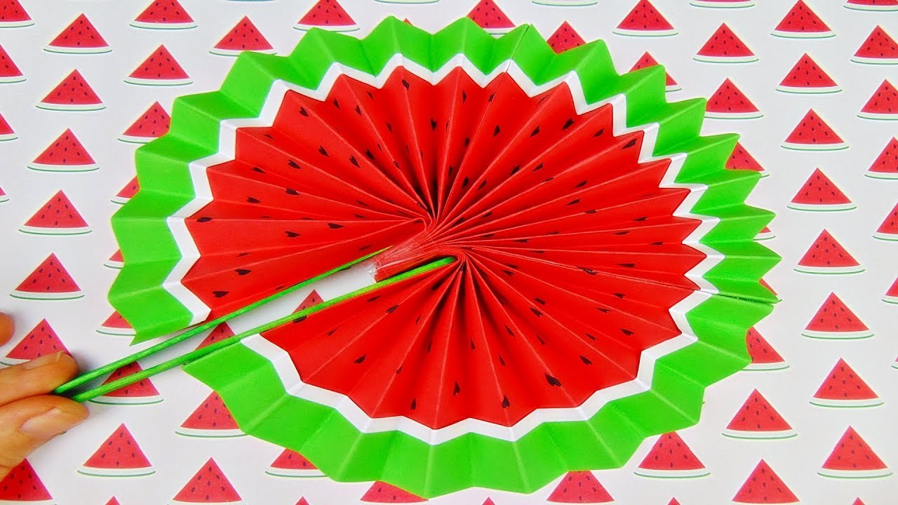 Basteln: Fächer Melone selber machen / DIY / einfach & schnell falten / Origami Fächer