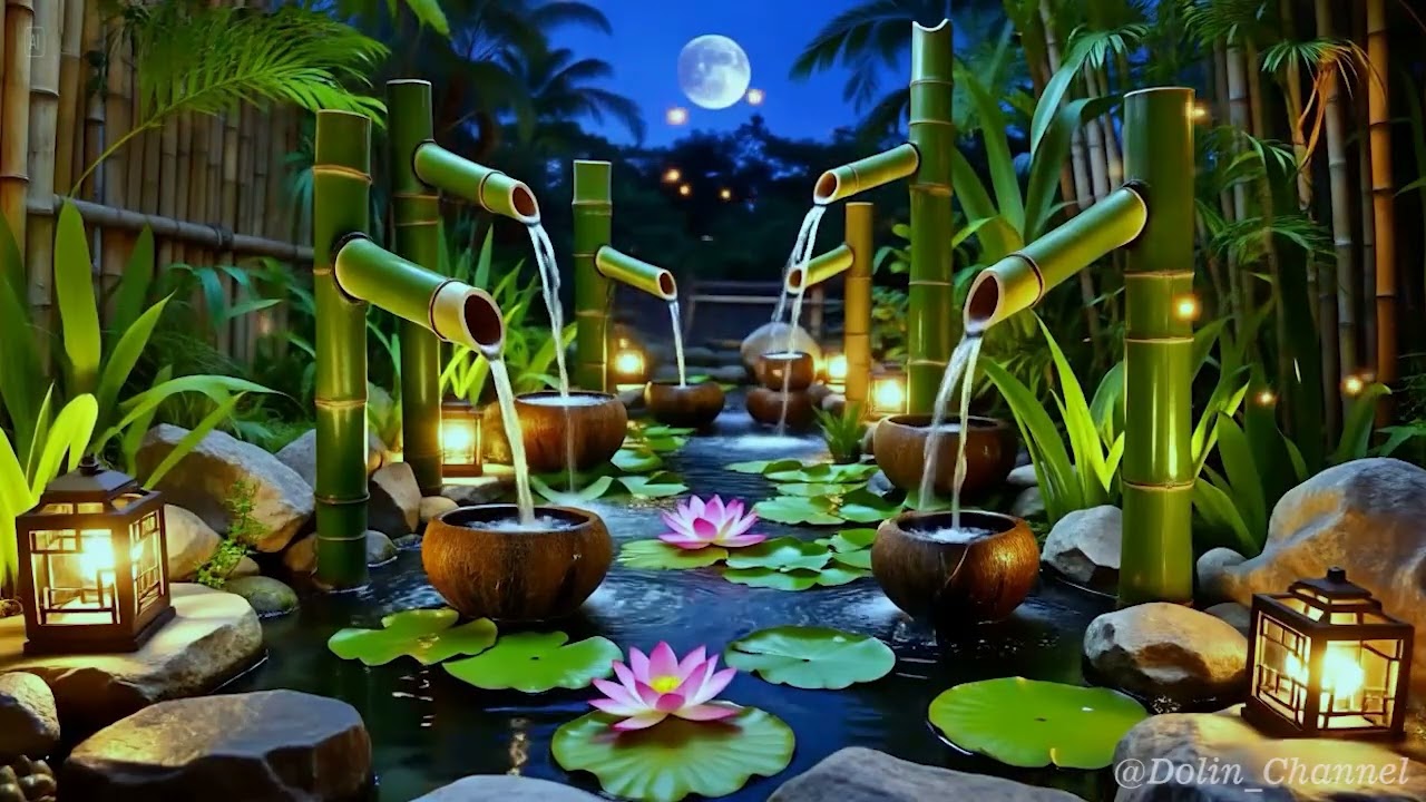 Dreamlike Bamboo Water Sanctuary 🌿 Night Garden Sounds for Total Relaxation