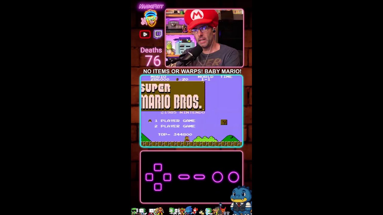 Mario Day Challenge: No Powerups, No Warps | Super Mario Bros. (NES)