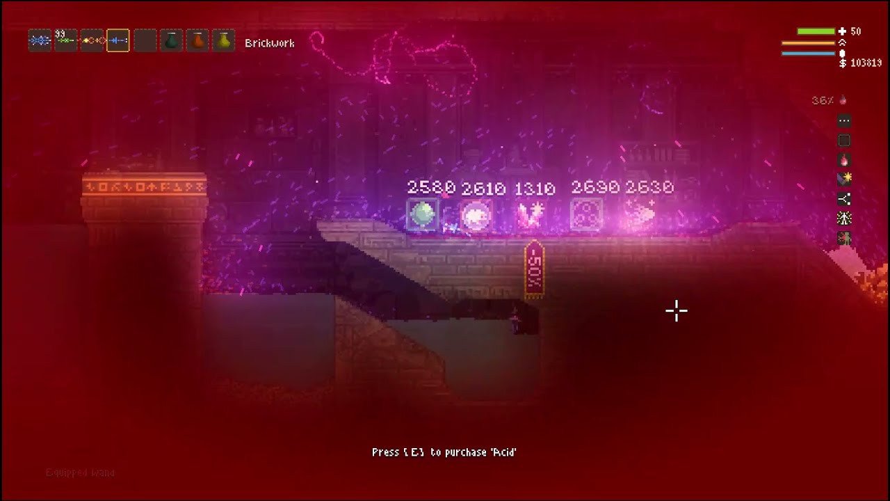 Noita cool wand (used infinite money and health)