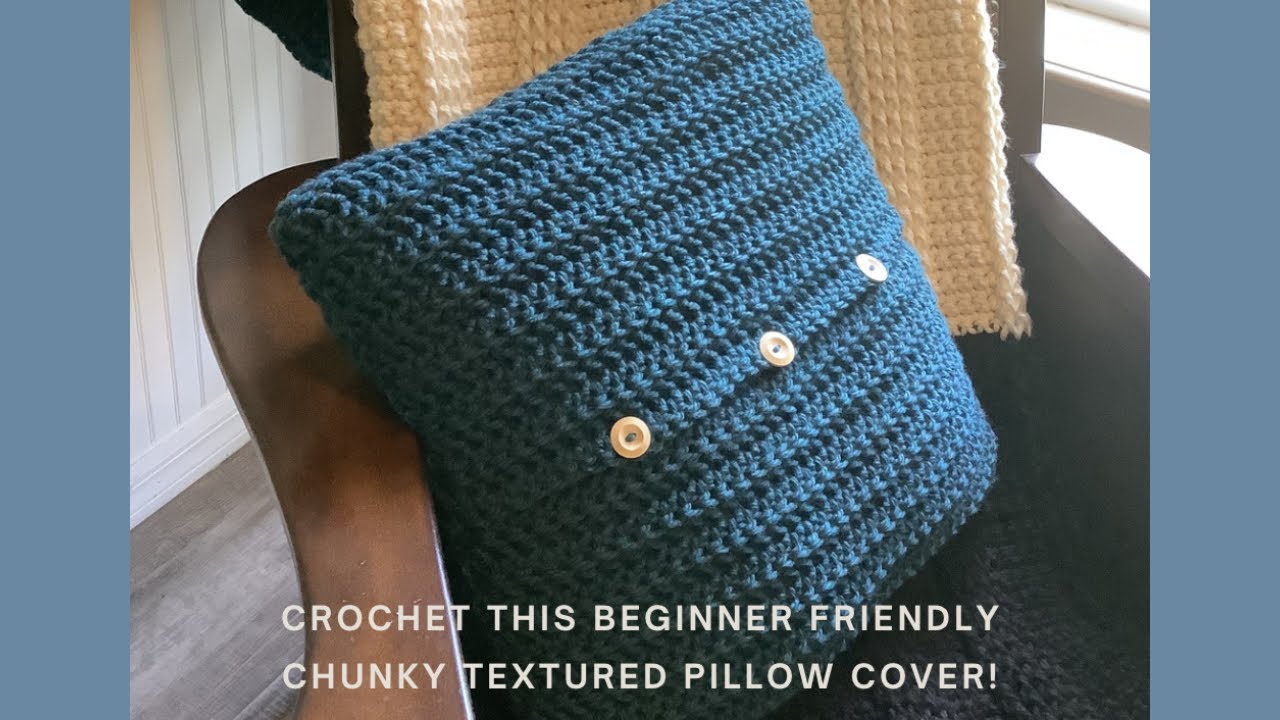 Crochet this Easy Chunky Ribbed Pillow Cover!  Free Pattern and Tutorial