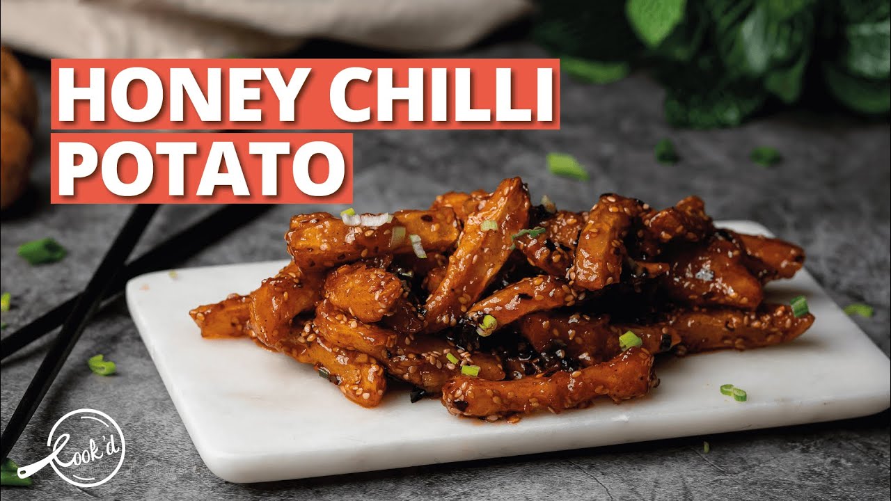 Honey Chilli Potato Recipe | Crispy Honey Chilli Potato | Honey Glazed Potato | Cookd
