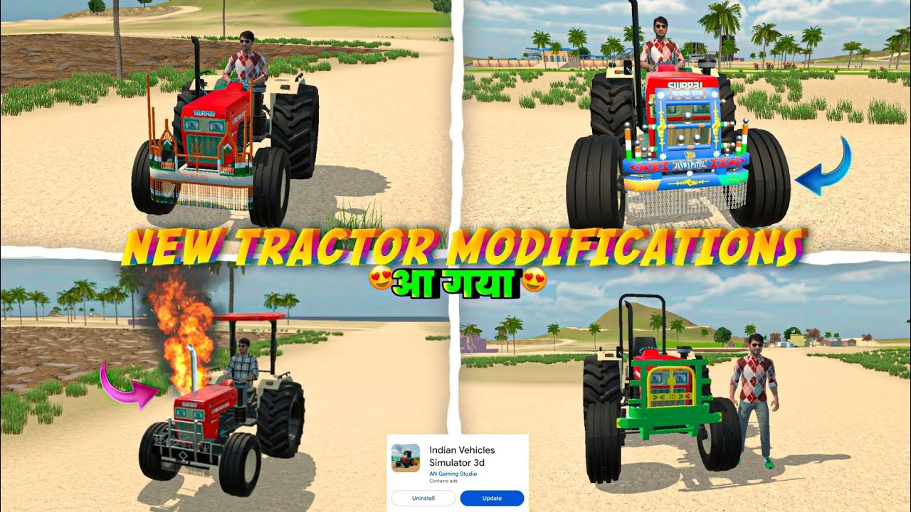 New Tractor Modification आ गया 😍 Indian Vehicles Simulator 3d New Swaraj 855 Tractor Modify