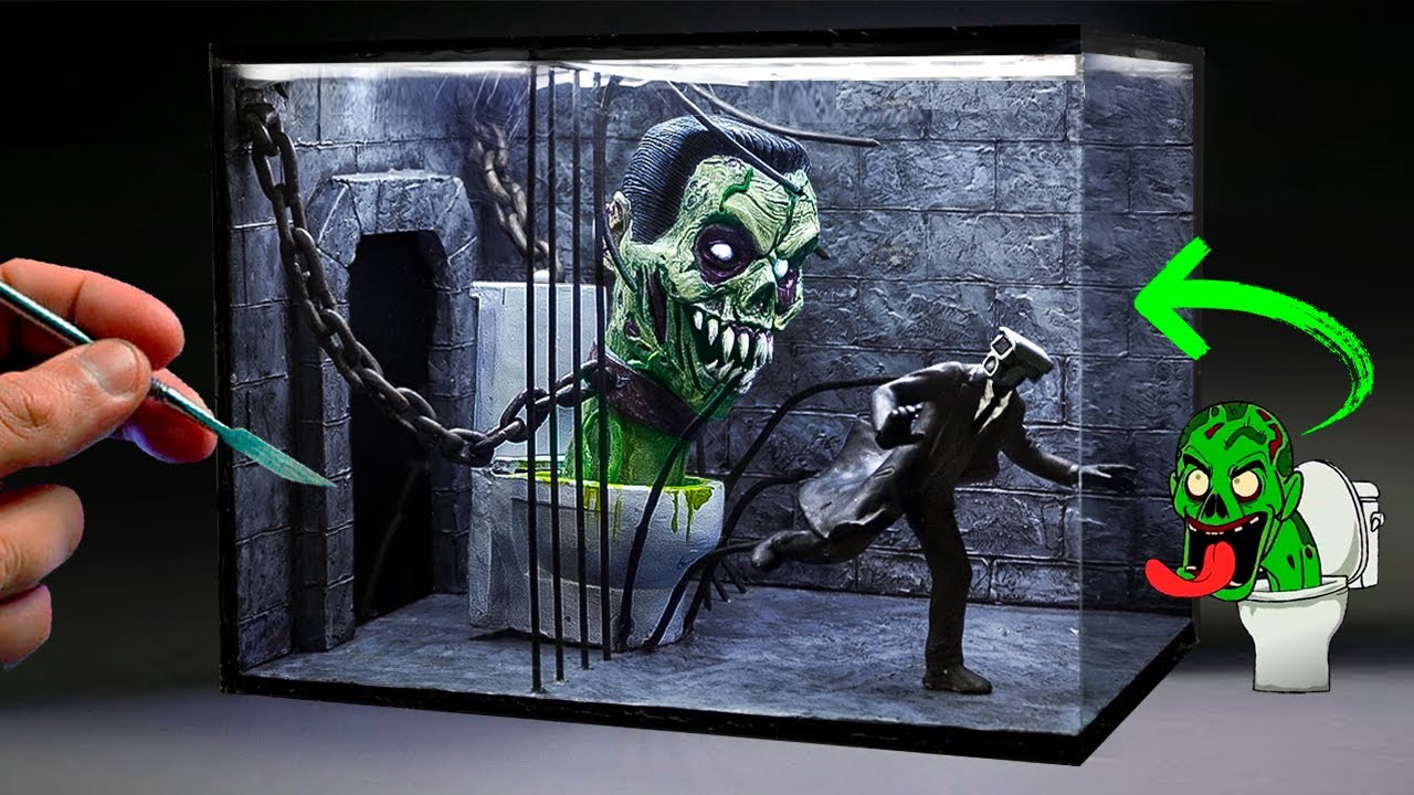 Diorama of ZOMBIE SKIBIDI TOILET ESCAPING FROM PRISON / Polymer Clay Diorama