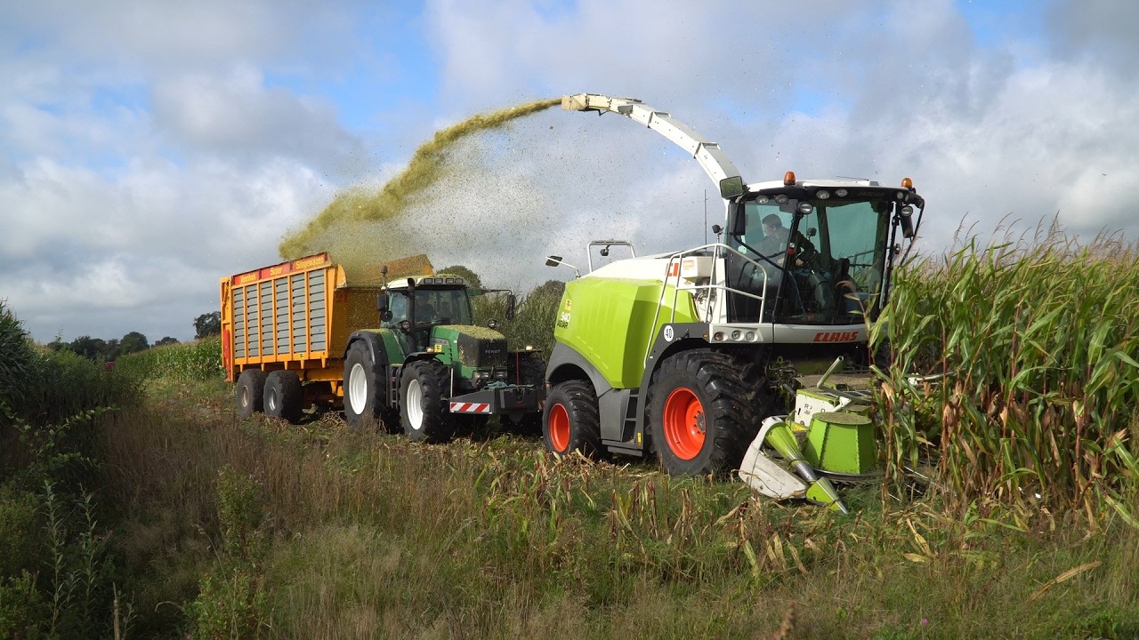 Loonbedrijf Fa Fokkert aan het mais hakselen met een Claas Jaguar 940 en 3 Fendt trekkers (2025)