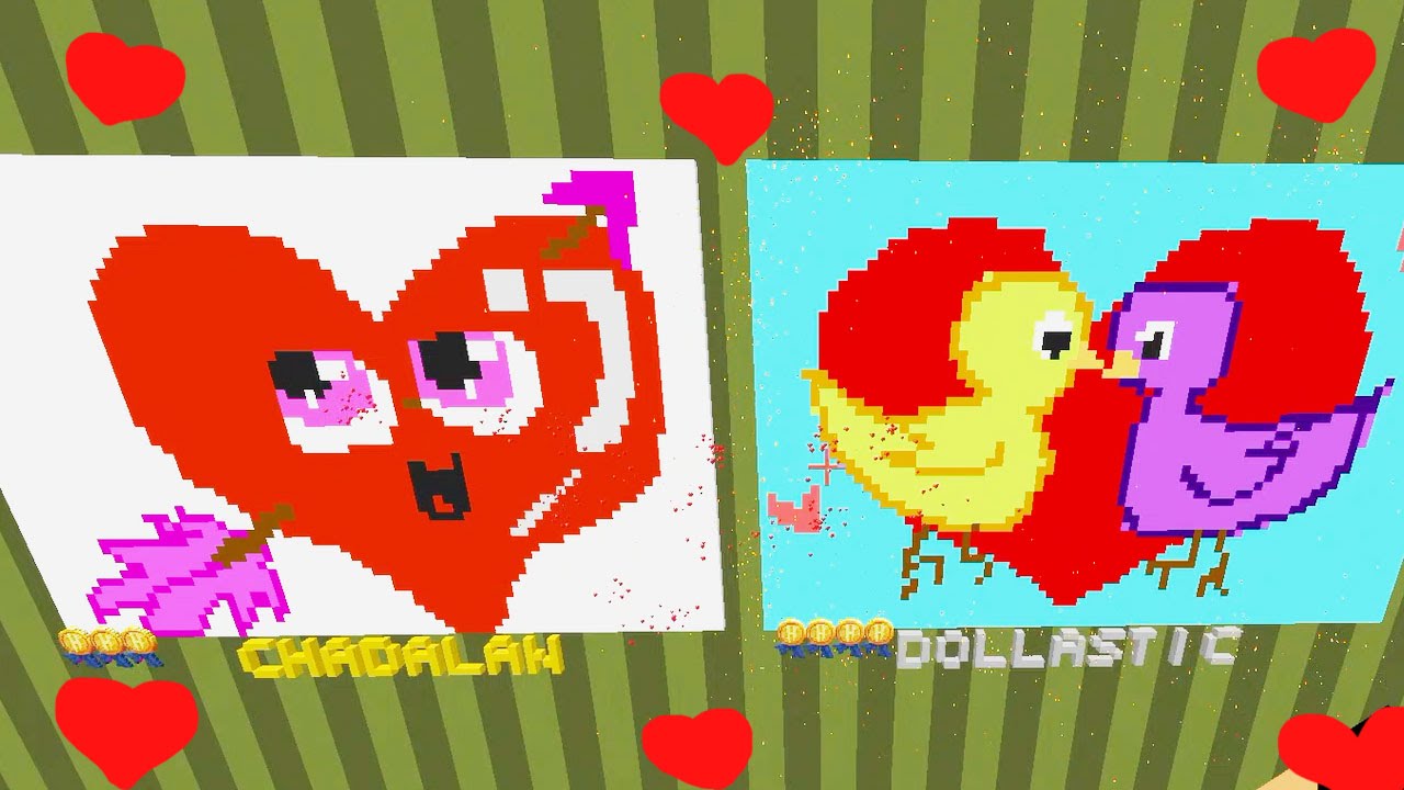 Minecraft / Valentine's Day Pixel Painters / Dollastic Plays
