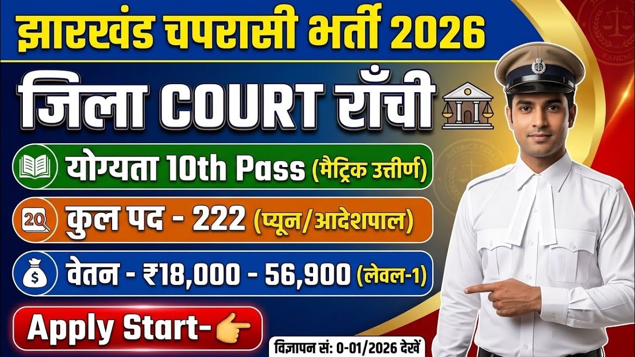 Ranchi Civil Court Peon Vacancy 2026|Ranchi Civil Court chaprasi Bharti 2026|ranchi District court 