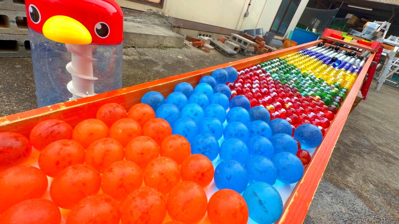 Marble Run Rainbow Color ⭐ Rotating Bucket + Colorful Ball Roll ASMR