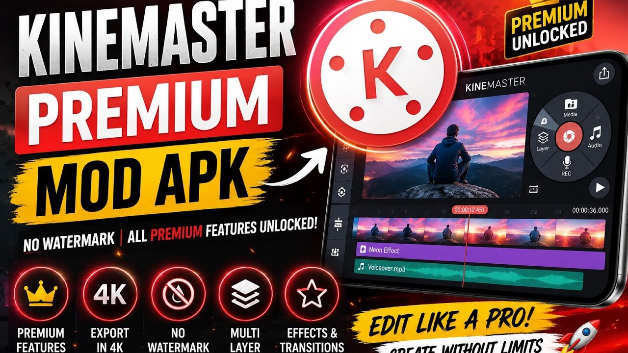 🔥 KineMaster Premium MOD APK | Pro Video Editor 🎬