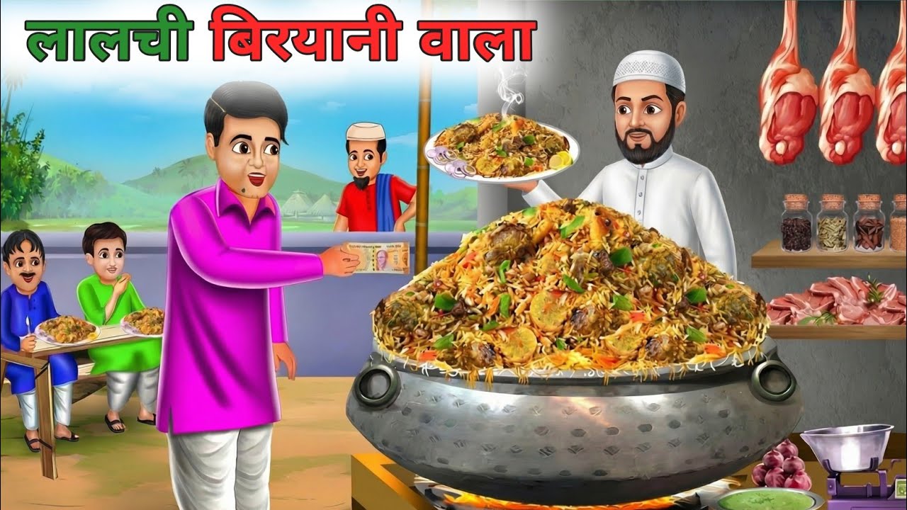 लालची बिरयानी वाला  Lalchi biryani wala cartoon moral stories video Samridhi Toon