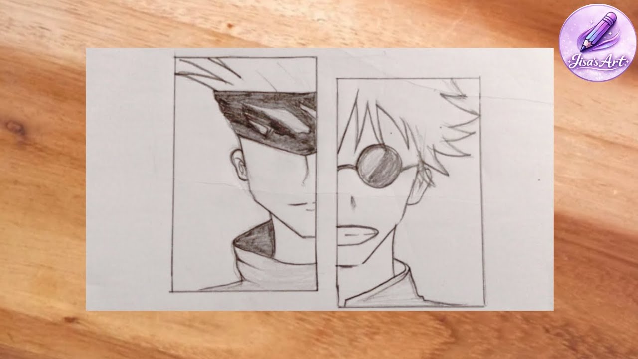 Two version of Saturo Gojo from Jujutse kaisen|| #animedrawing #easydrawing #fyp #pencilsketch 