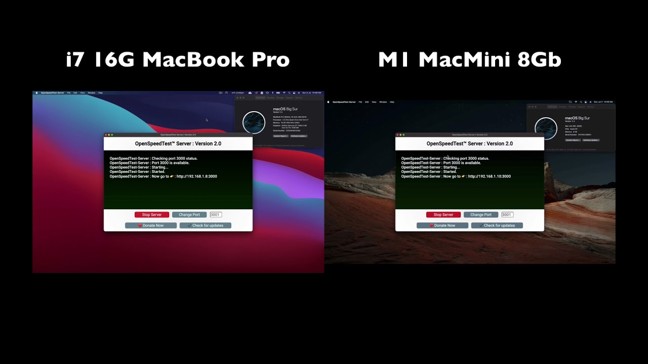 Intel i7 16G vs Apple M1 8G (Apple silicon ARM vs X86)