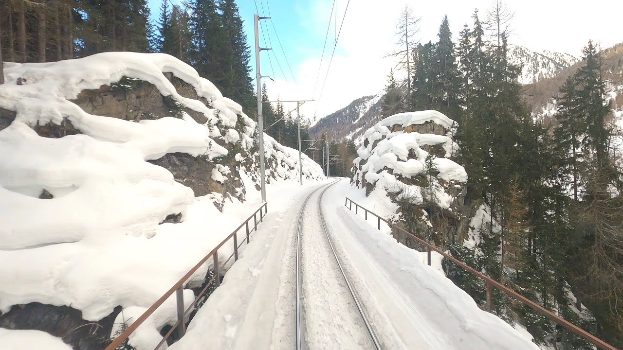 ★ 4K 🇨🇭Cab ride Pontresina - Sagliains - Pontresina, Switzerland [02.2020]
