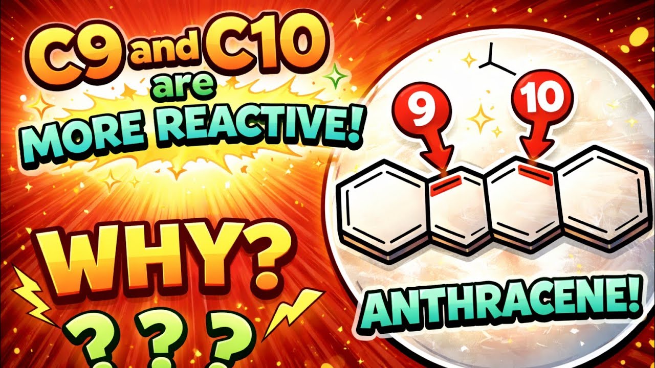 C9 AND C10 POSITIONS OF ANTHRACENE ARE MORE REACTIVE AS  COMPARE TO OTHER POSITIONS Bsc Chemistry 