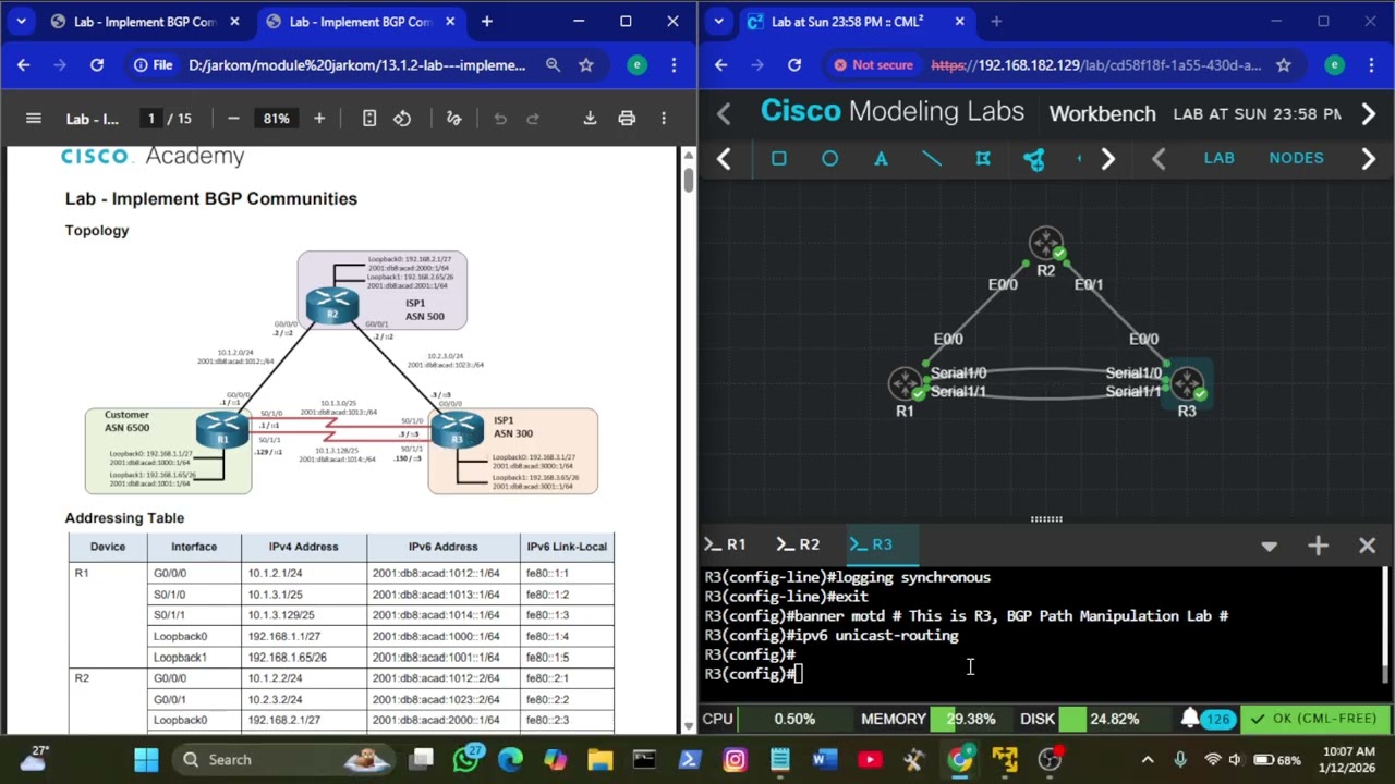 Module 13: 13.1.2 Lab - Implement BGP Communities
