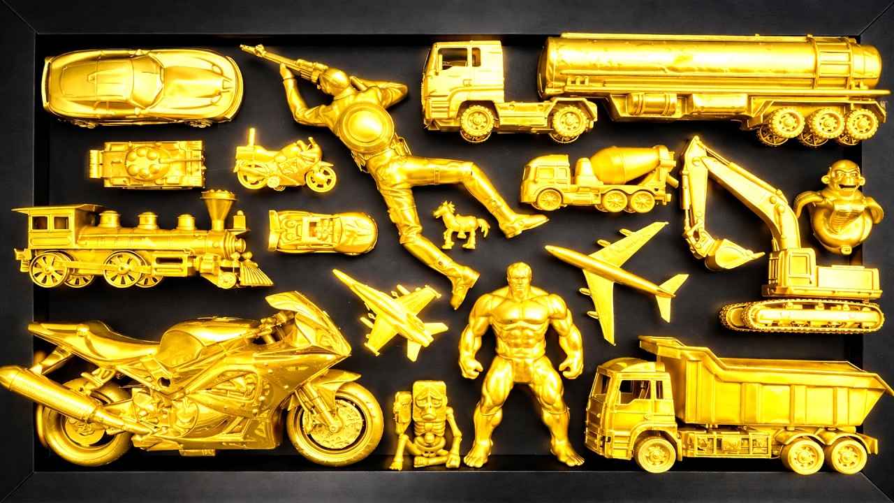 Membersihkan mobil mobilan, mobil balap, kereta uap,tank baja, mobil monster | Glowing Toys #45