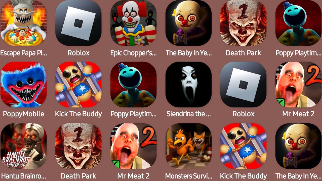 Escape Papa Pizza's Pizzeria,Roblox,Epic Chopper's Carnival,The Baby In Yellow,PoppyMobile...