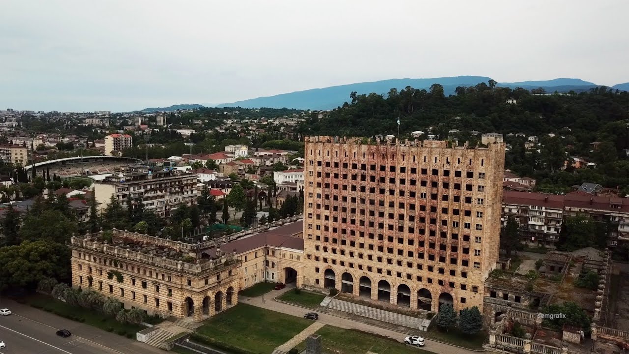 Former building of the Council of Ministers in Sukhumi, drone footage