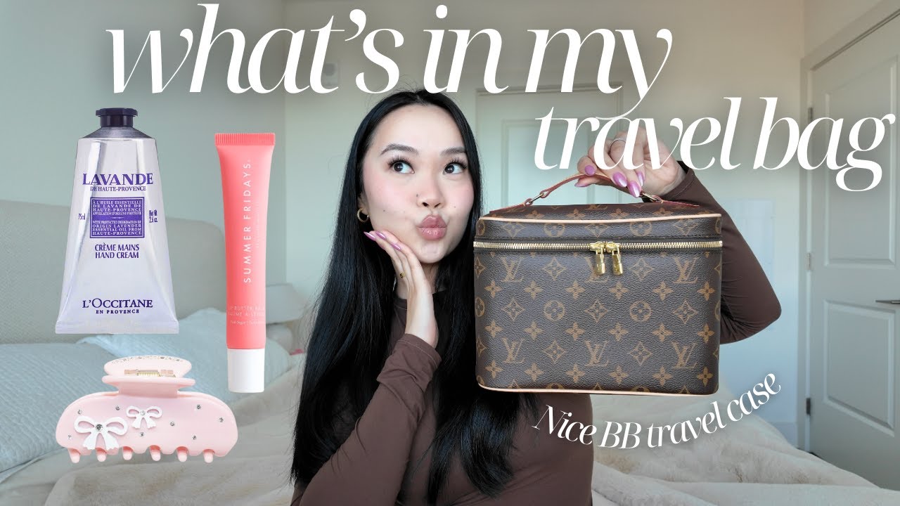 what's in my Louis Vuitton Nice Bb bag 👜 *must-have travel essentials & skincare*