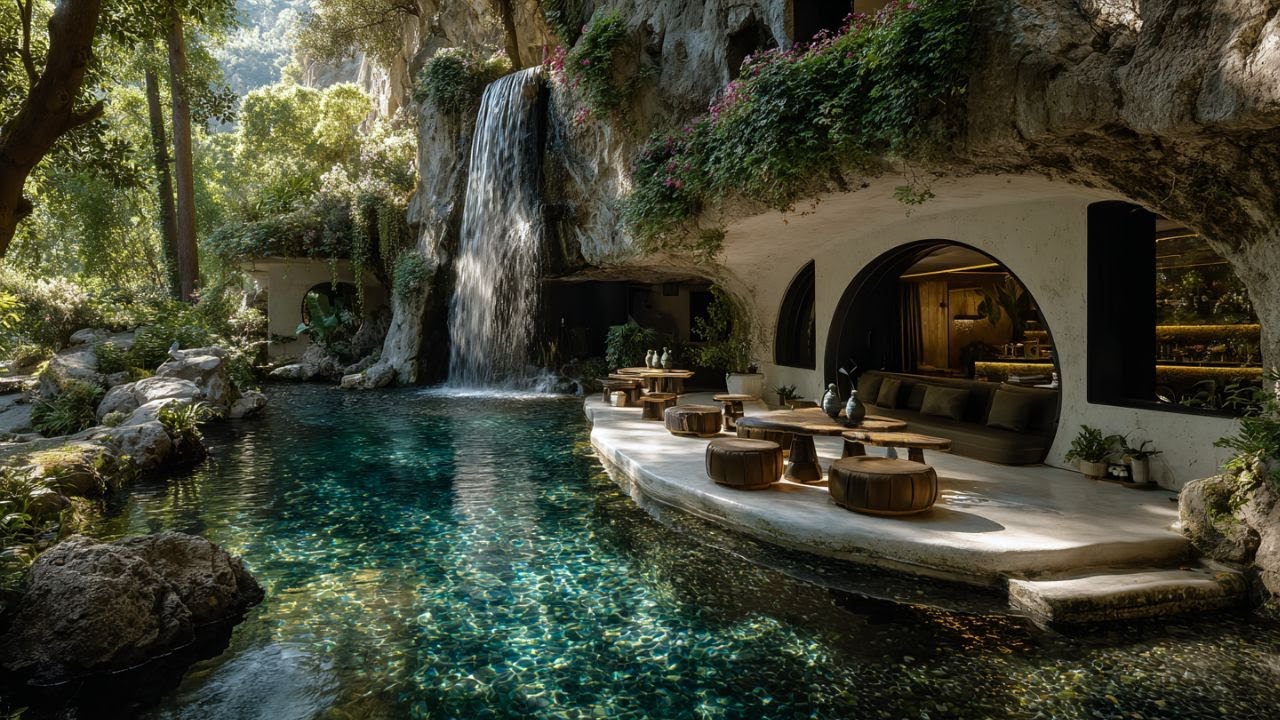 Waterfall Garden Lounge | Birdsong & Nature Sounds for Relaxation and Stress Relief