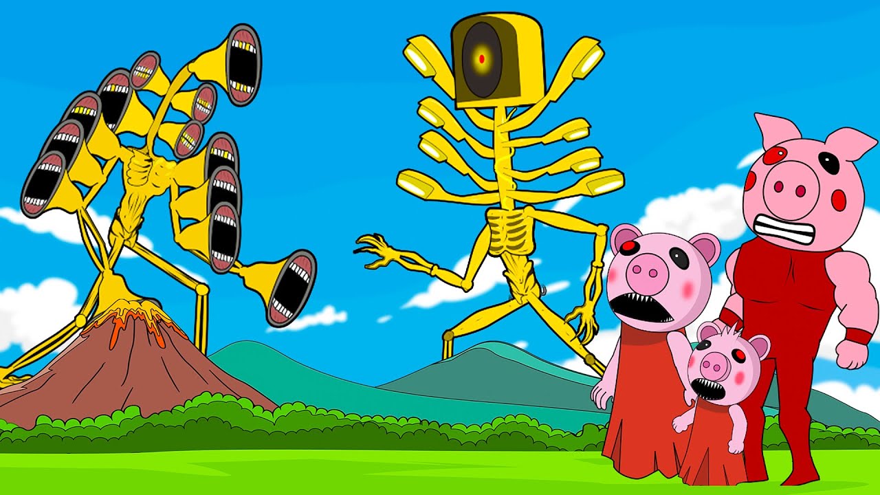 Siren Head Gold, Light Head Gold Battle and Piggy Family + More | Roblox Piggy Animation - GV Studio