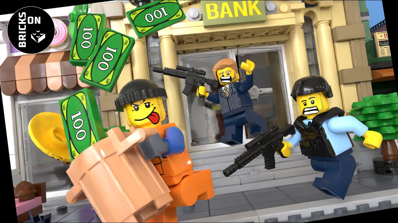Lego Crazy Bank Robbery Cash Brothers Trash Bandits Stom Motion Action Movies Police Bomb bulldozer