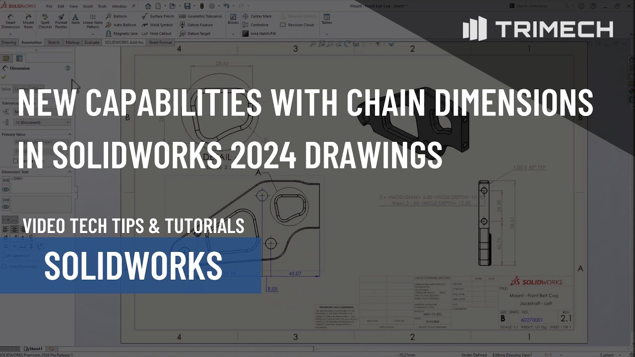 New Capabilities with Chain Dimensions in SOLIDWORKS 2024 Drawings