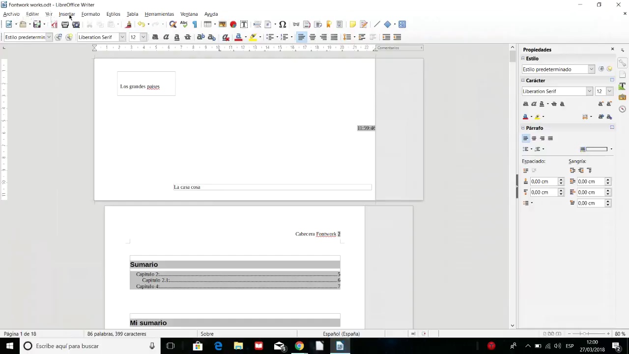 Curso de LibreOffice Writer. Insertar campos, documentos y sobres..