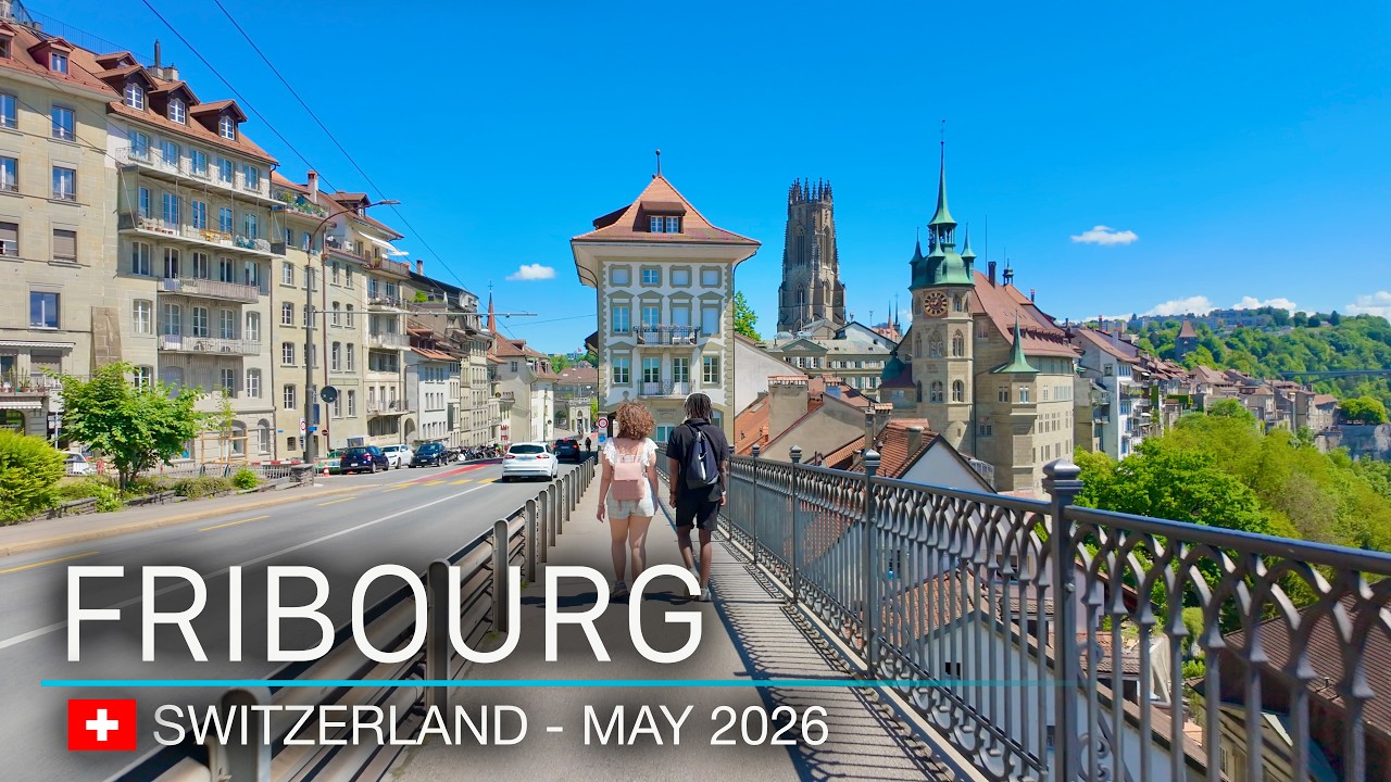 Fribourg Switzerland 4K Walk | Old Town & Sarine River | No Music