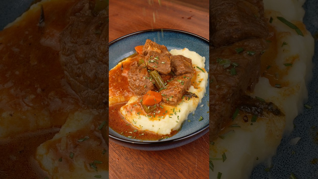 Melt-In-Your-Mouth Beef Stew Over Creamy Mashed Potatoes (2-Hour Simmer!)
