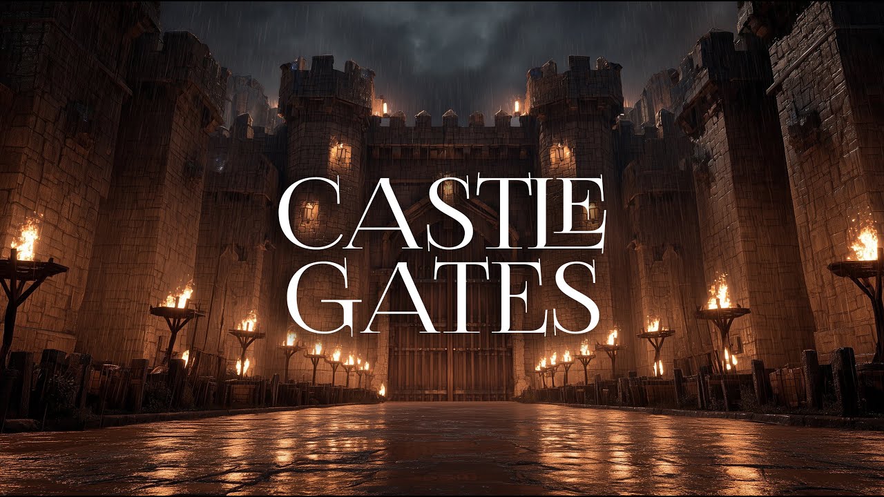 Castle Gates by Firelight | Calm Medieval Ambience