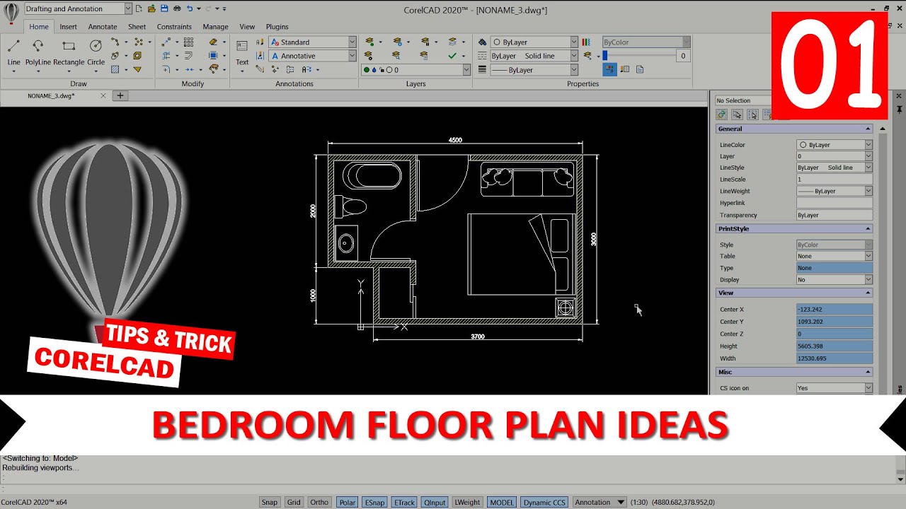 CorelCAD Bedroom Floor Plan Ideas Speed Modeling