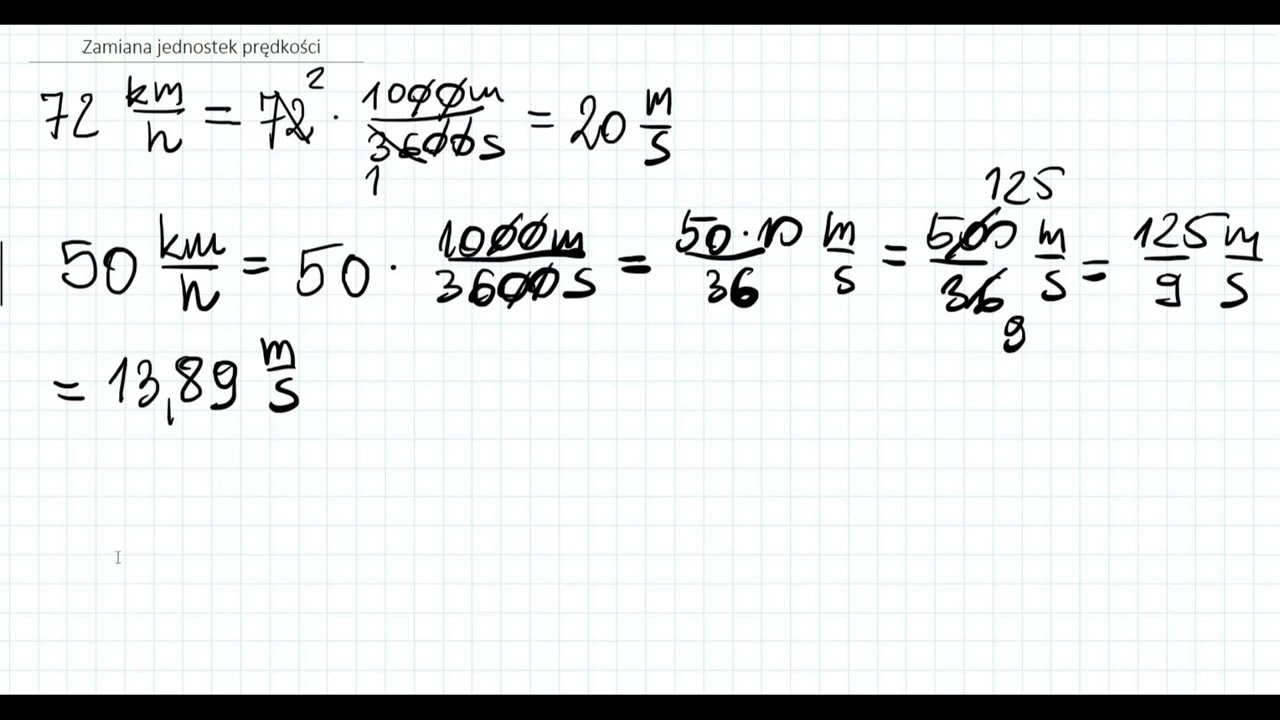 Matematyka - zamiana jednostek prędkości. Metry na sekundę, kilometry na godzinę.