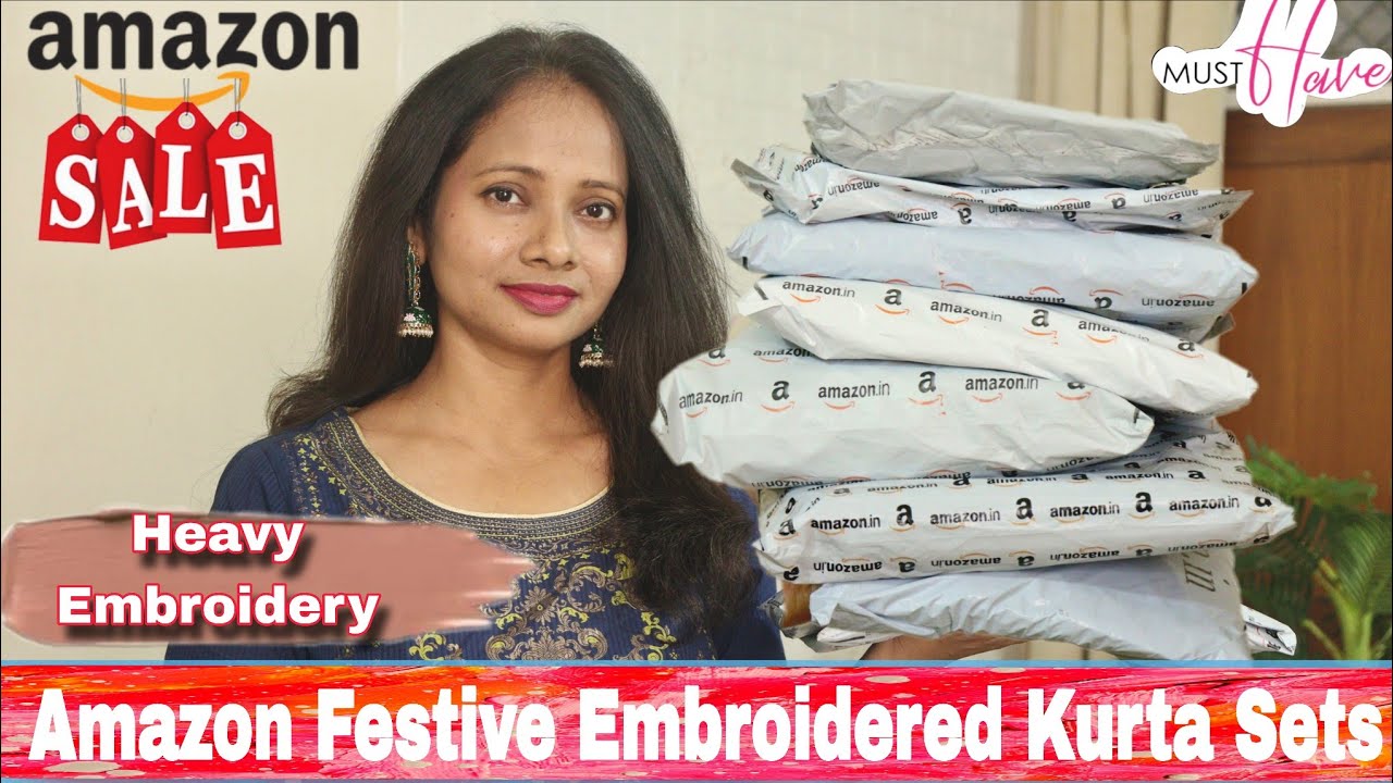Latest Amazon Festive Embroidered Kurta Sets Under Budget 🎀 | Ranjana R 