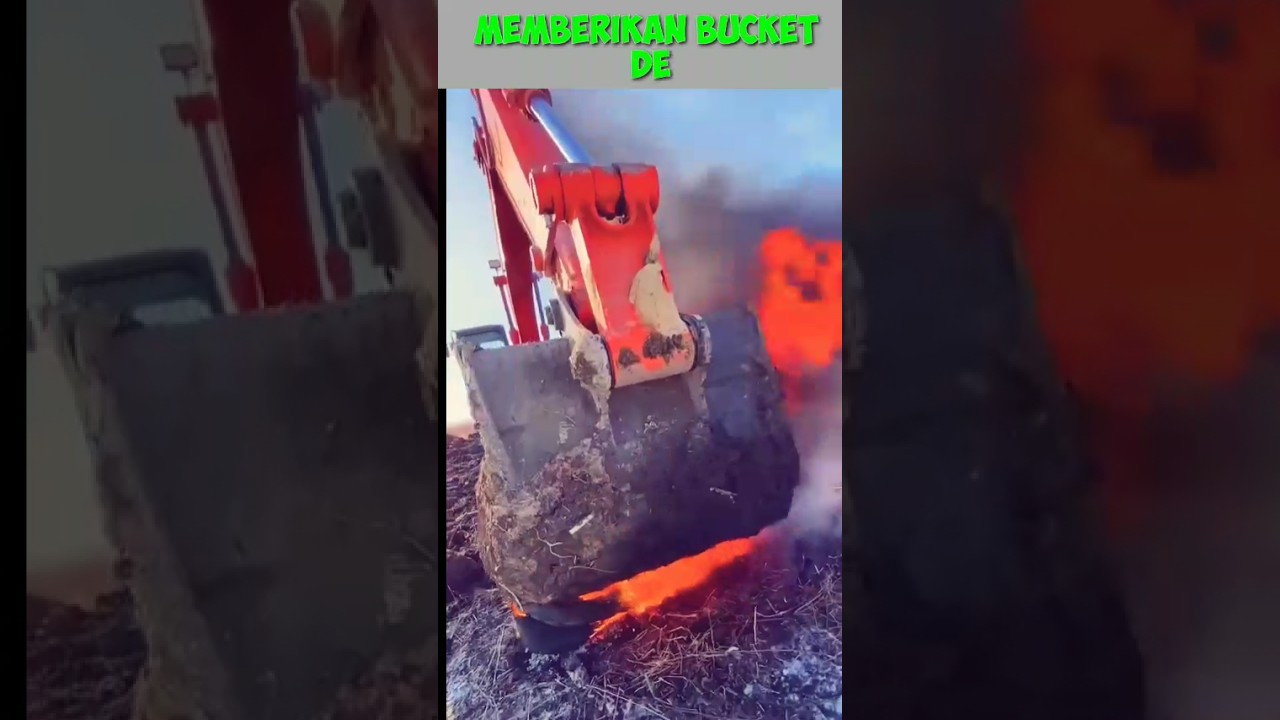 Memberikan Bucket Dengan Api #alatberatcanggih #viral #alatberat #excavator #aingdarma99 #shorts