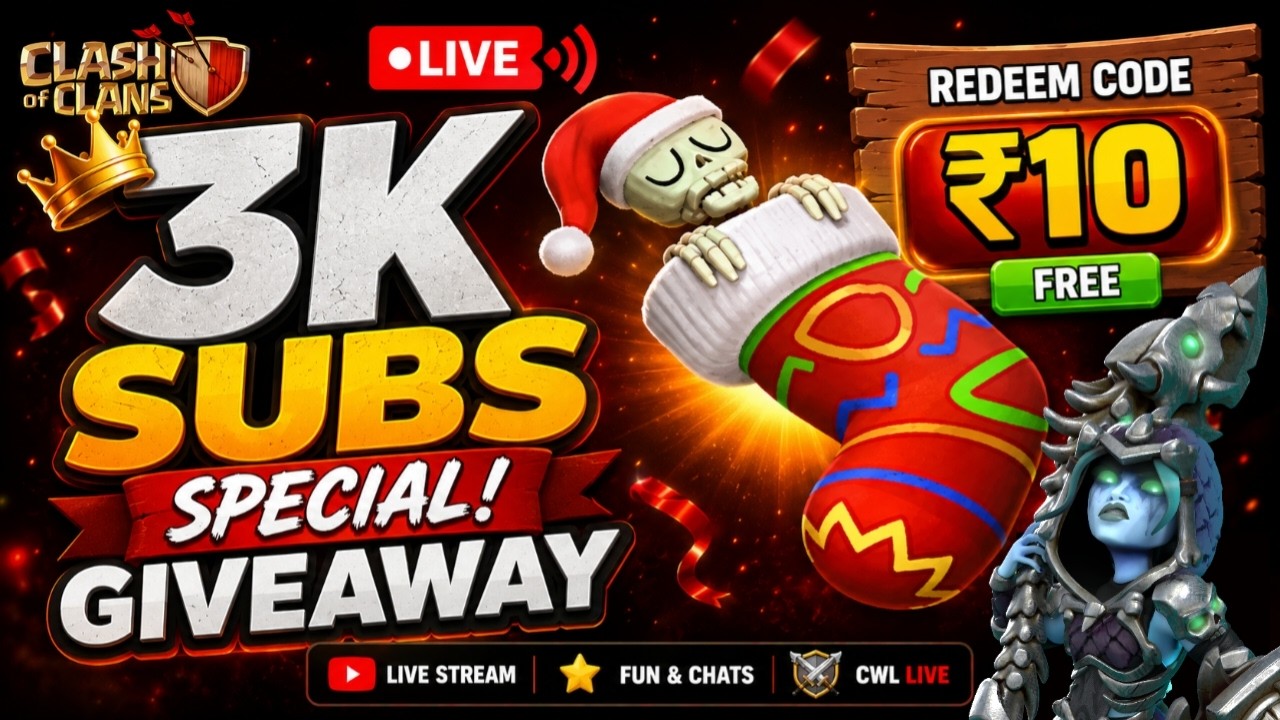 🔴3k subs special Giveaway || CWL DAY 07 Clash of Clans! #clashofclans #coc #coclive