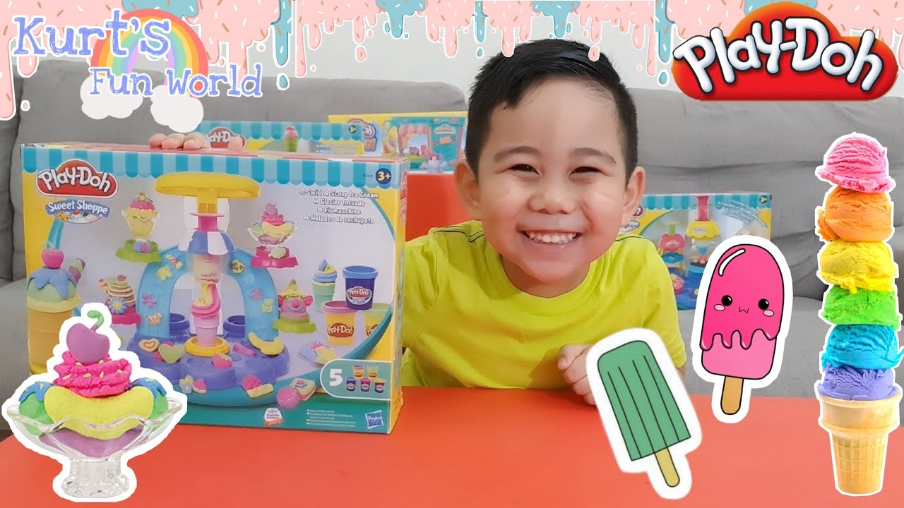 Kurt Makes Ice Cream With Play-Doh Playset | Toys For Kids