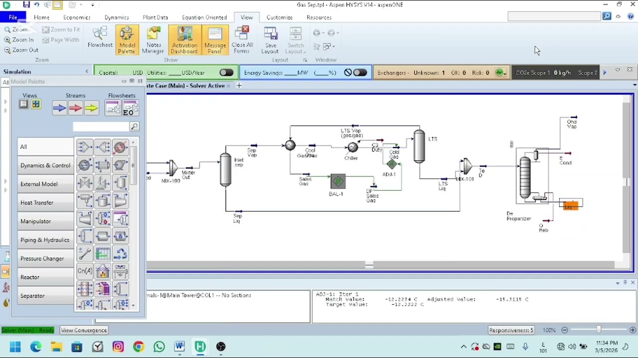 محاكاة مبسطة لمحطة انتاج الغاز الطبيعي غاز الطبخ و LNG باستخدام برنامج ASPEN HYSYS 