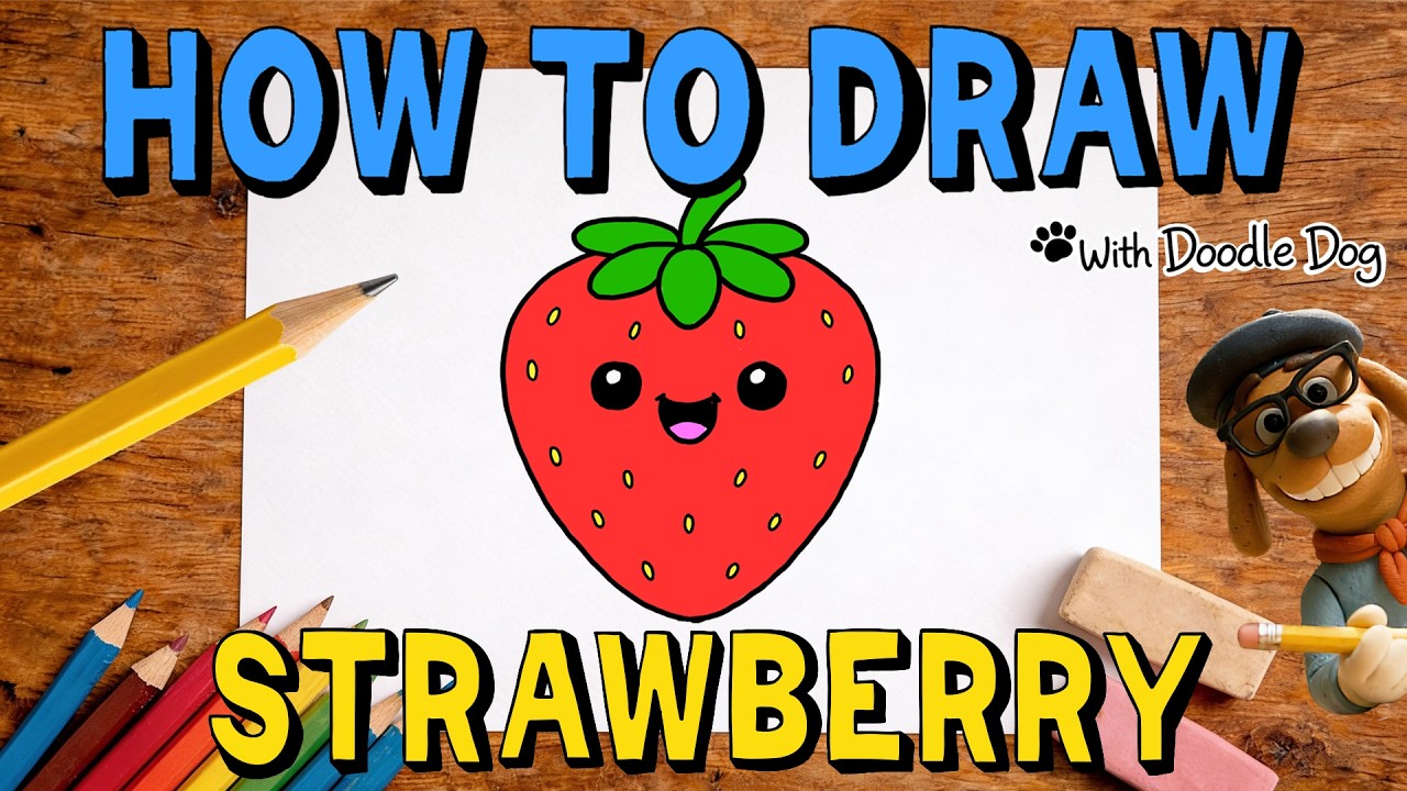 How to Draw a Strawberry – Easy Drawing for Kids | Doodle Dog