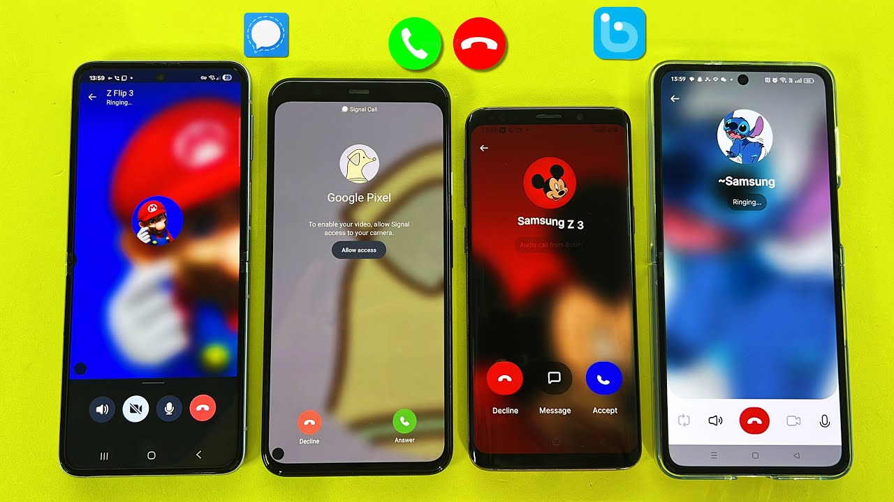 Samsung Z Flip 3 & S9, Google Pixel 4XL, OPPO Flip Incoming + Outgoing Call + Signal + Botim