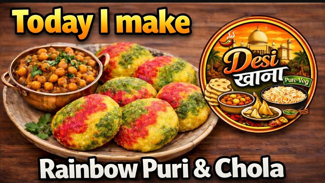 Aaj maine banaya rainbow puri and chola 