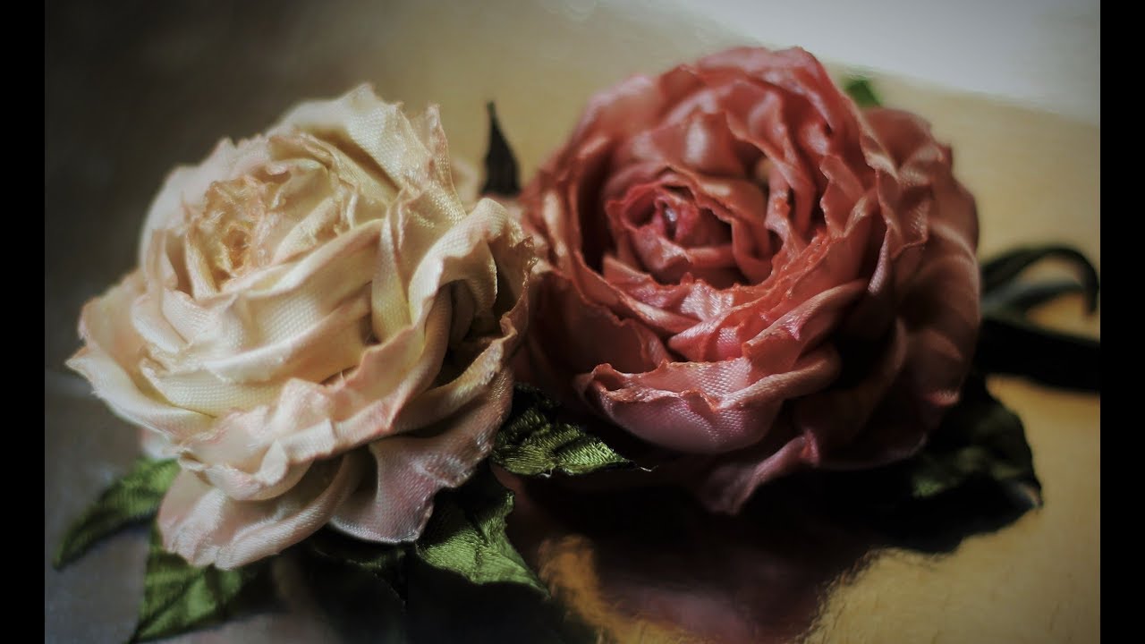 АНГЛИЙСКИЕ РОЗЫ, мастер класс, КАНЗАШИ / DIY Ribbon Flower Kanzashi